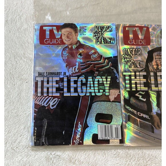 Lot TV GUIDE Magazine Dale Earnhardt And Jr Hologram Cover NASCAR 2002 Feb 16-22 - Picture 2 of 8